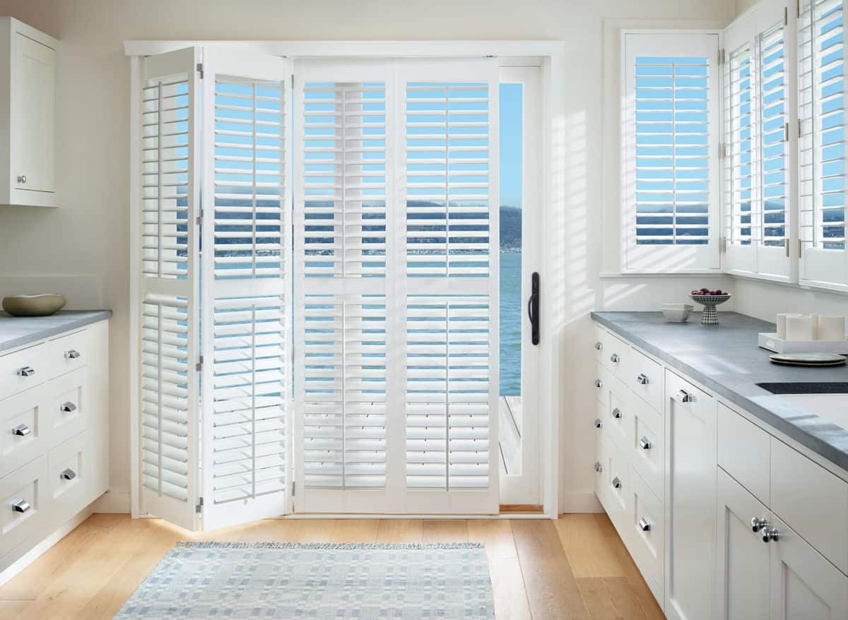 Hunter Douglas Palm Beach™ Polysatin™Shutters Vertical Window Treatments, Shades, Shutters, Sheers, near Tallahassee, Florida (FL).